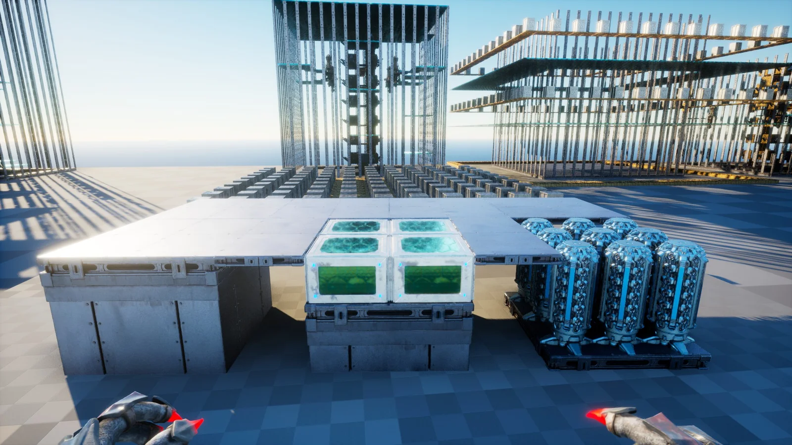 In-game screenshot of the Flush Dedicated Storage & Cryofridge Floor, a metal storage alignment utility in ARK: Survival Ascended