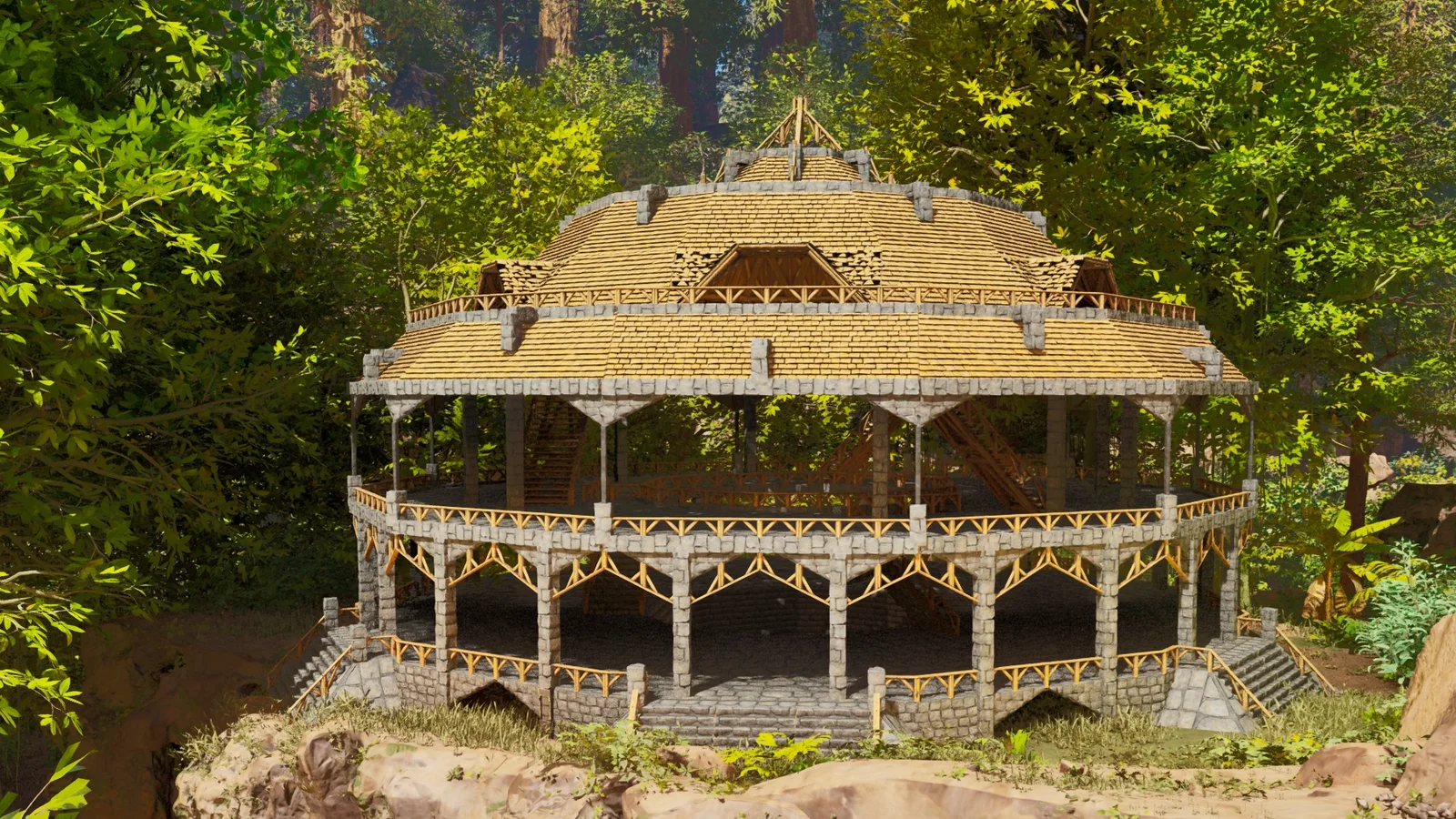 In-game screenshot of the Gazebo & Treehouse Pack, decorative wooden builds in ARK: Survival Ascended