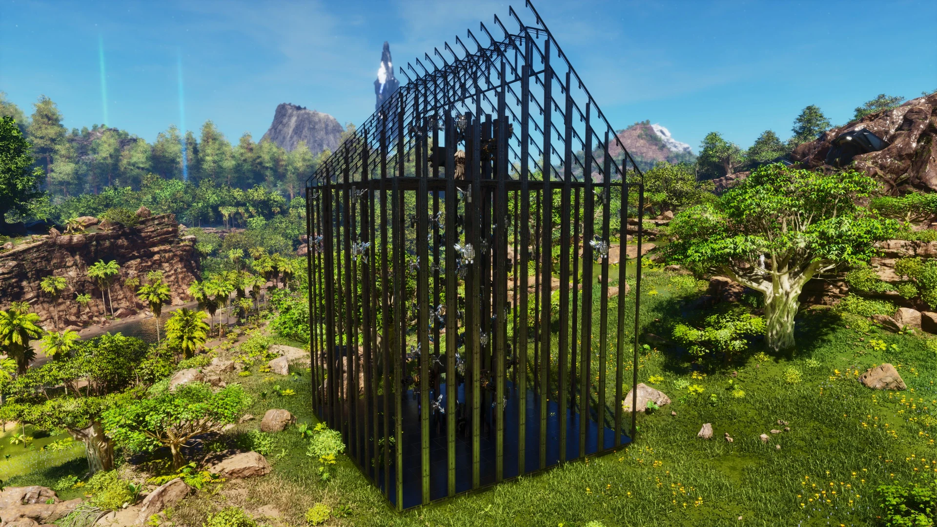 In-game screenshot of the Sloped Metal Turret Tower, a sloped metal PvP turret tower in ARK: Survival Ascended