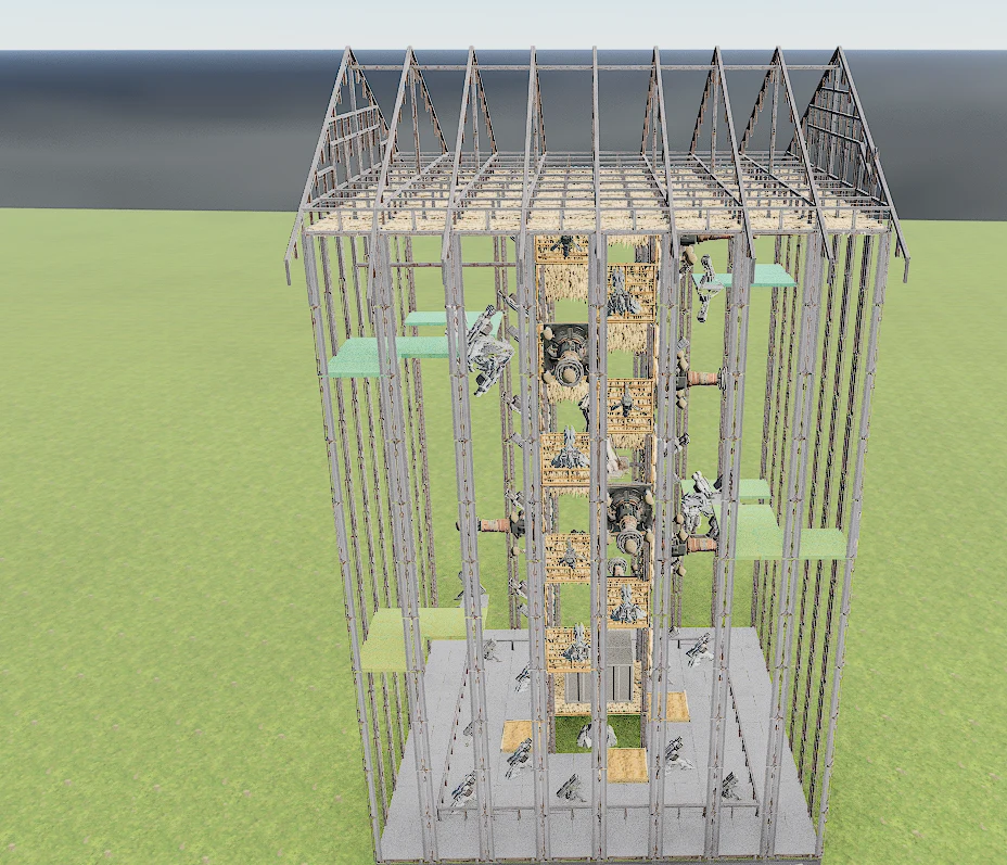 In-game screenshot of the 8x8 Starter Turret Tower, an 8x8 metal PvP starter turret tower in ARK: Survival Ascended