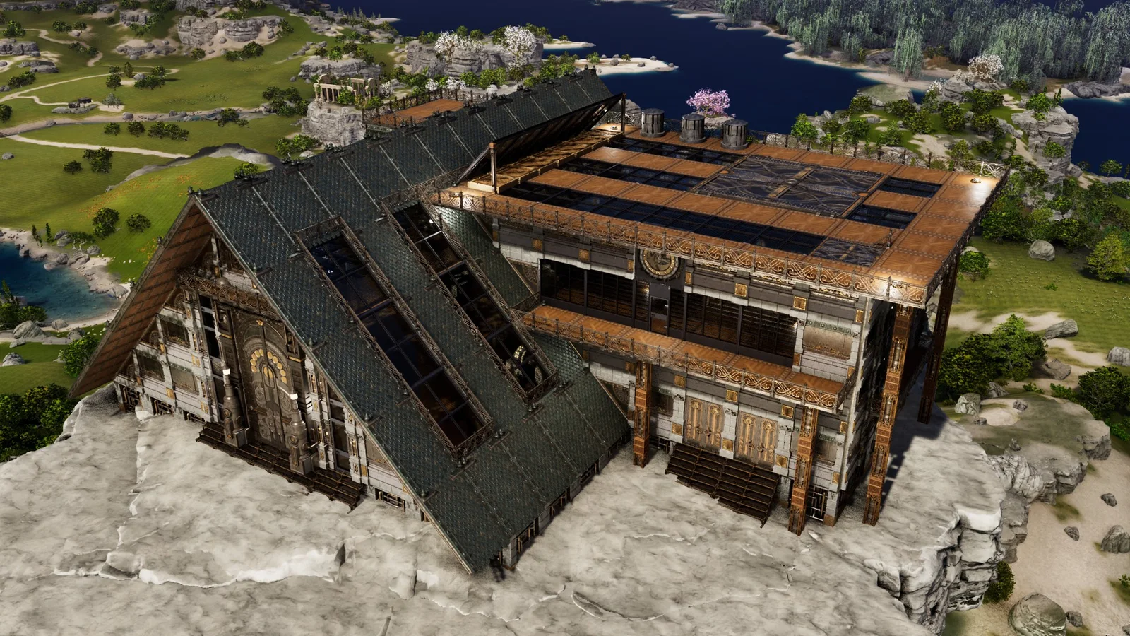 In-game screenshot of the All-in-One Argy & Anky Base, a PvE base with Argentavis and Ankylosaurus access in ARK: Survival Ascended