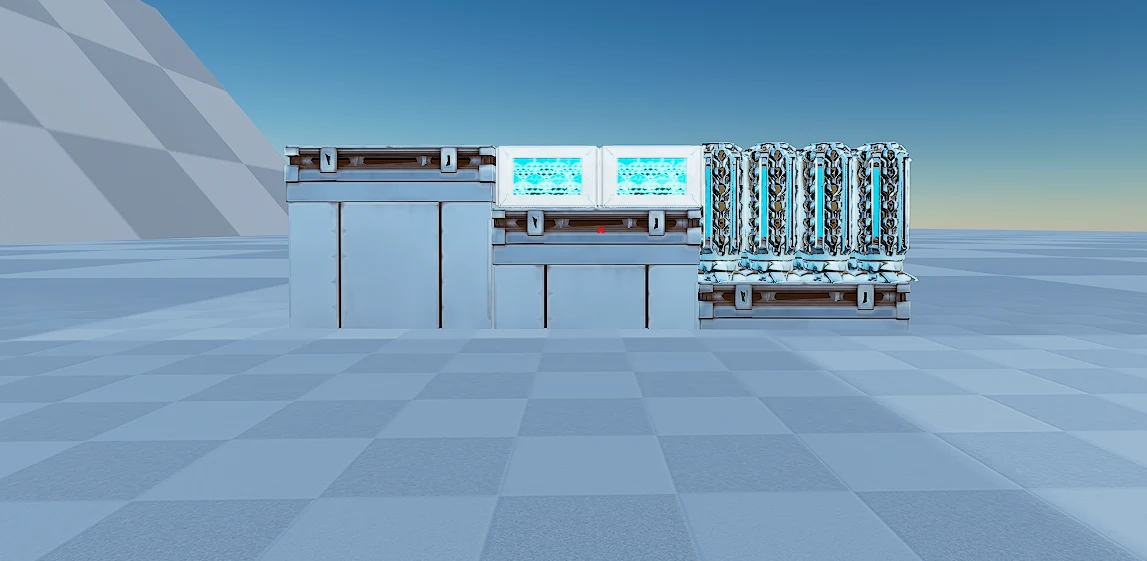 In-game screenshot of the Dedi, Cryo and Crafting Layer, a combined dedicated storage, cryofridge and crafting floor in ARK: Survival Ascended