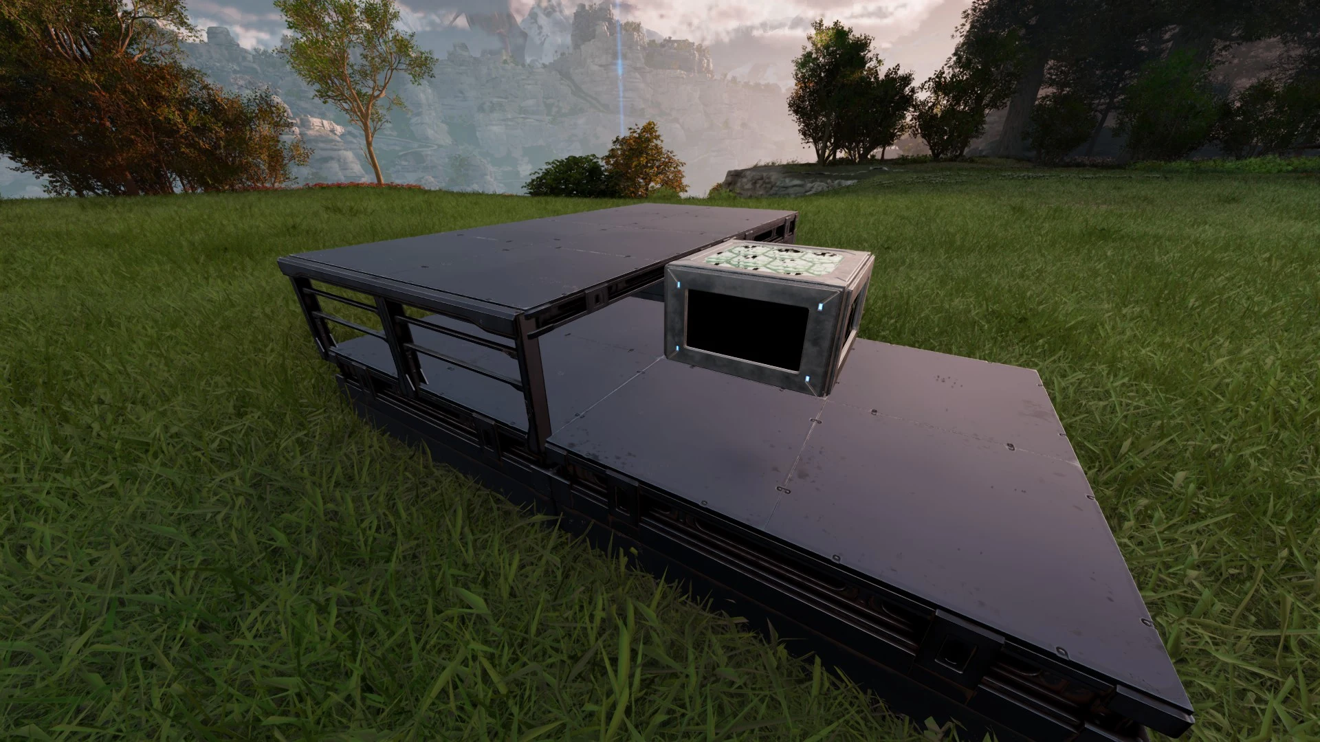 In-game screenshot of the Dedicated Storage Snap Floor, a metal snap floor for dedicated storage and cryofridges in ARK: Survival Ascended