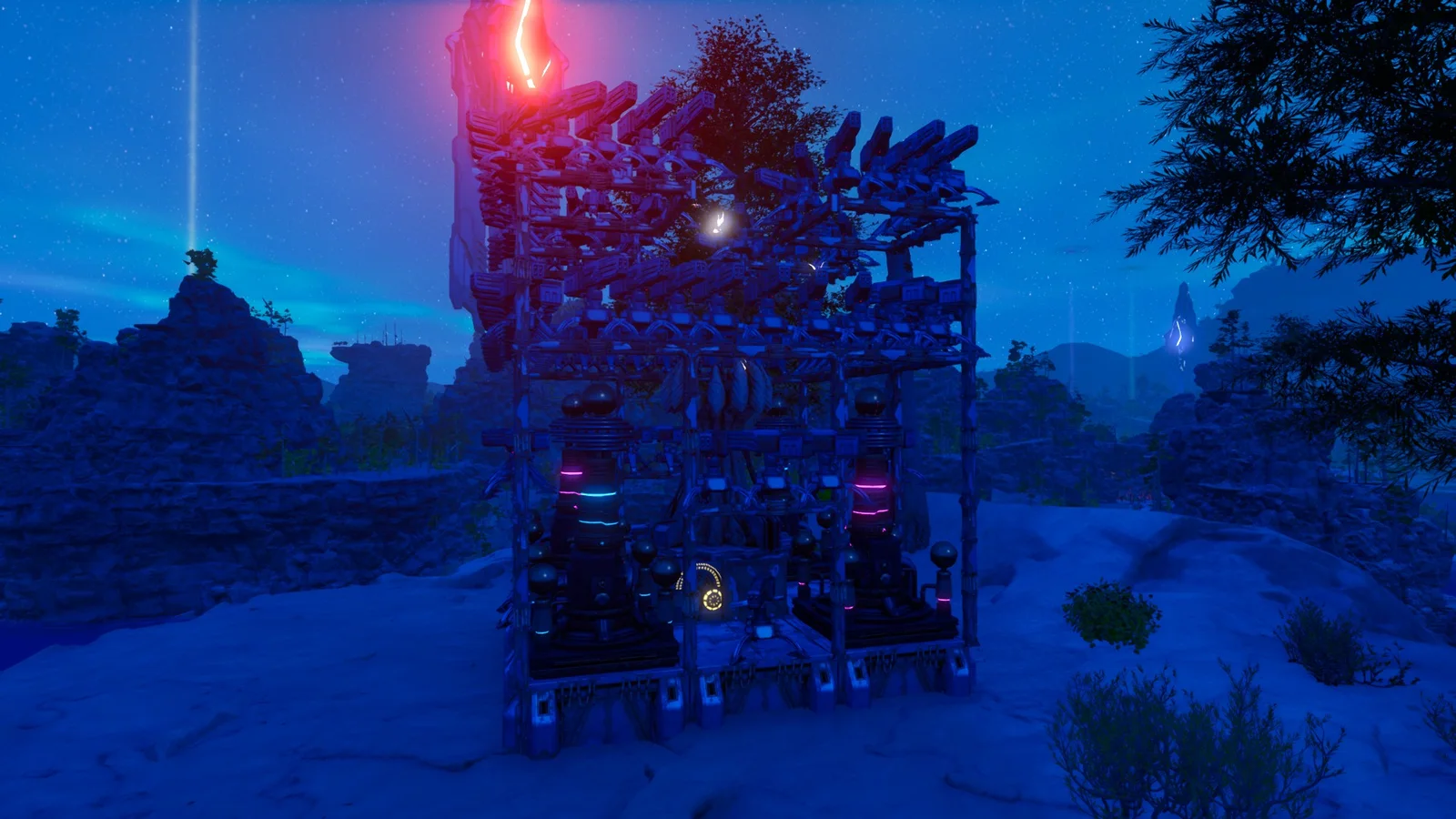 In-game screenshot of the Simple Turret Tower, a metal and Tek PvP turret tower in ARK: Survival Ascended
